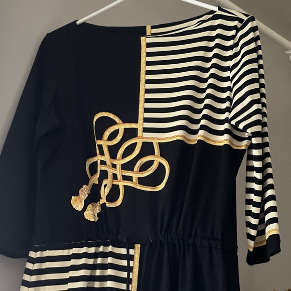 J Mclaughlin Dresses & Skirts - Black and White Dress with Gold Detailing by J McLaughlin